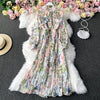 Gaganight Chiffon Women Maxi Party Dress 2023 Spring Long Sleeve Lady Floral Bodycon Holiday Dresses Chic Vestidos