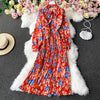 Gaganight Chiffon Women Maxi Party Dress 2023 Spring Long Sleeve Lady Floral Bodycon Holiday Dresses Chic Vestidos