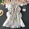 Gaganight Chiffon Women Maxi Party Dress 2023 Spring Long Sleeve Lady Floral Bodycon Holiday Dresses Chic Vestidos