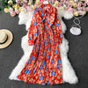 Gaganight Chiffon Women Maxi Party Dress 2023 Spring Long Sleeve Lady Floral Bodycon Holiday Dresses Chic Vestidos