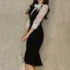 Gagaok Office Lady Dresses Women 2022 Spring Autumn Patchwork Bow Elegant Sheath Mini Dress Korean Chic Bodycon Vestidos