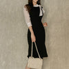 Gagaok Office Lady Dresses Women 2022 Spring Autumn Patchwork Bow Elegant Sheath Mini Dress Korean Chic Bodycon Vestidos