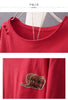 Gajah Wanita Blus Chic Jepang Setengah Lengan Katun Bordir Huruf Pakaian Musim Panas Longgar Bawah Tops Plus Ukuran M-5XL