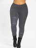 Plus Size 5XL Sexy Galaxy Ripped Leggings Women Holes Pencil Stretch Sporting Leggins Mid Waist Skinny Pants Casual