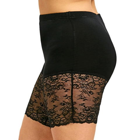 Plus Size Sheer Lace Hem Short Leggings Sexy Women Trousers Short Trousers Under Leggings Fashion Lace Trousers