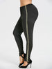 Women Leggings Mid Elastic Waist Leggings Plus Size 5XL Sides Sequins Stirrup Fitted Leggings Fashion Skinny Pencil Pants
