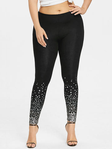 Women New Skinny Fitness Casual Leggins 2022 Plus Size Stars Print Leggings Ladies Pencil Pants Trousers Big Size 5XL
