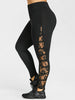 Women Sexy Criss Cross Plus Size Lace Panel Leggings Female Workout Mesh High Waist Adventure Time Side Mesh Legging 5XL