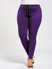 Women Sexy Plus Size Lace Up Skinny Leggings Women High Elastic Waist Fitness Leggings Casual Pencil Pants Workout XL-5XL