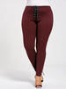 Women Sexy Plus Size Lace Up Skinny Leggings Women High Elastic Waist Fitness Leggings Casual Pencil Pants Workout XL-5XL