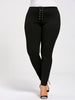 Women Sexy Plus Size Lace Up Skinny Leggings Women High Elastic Waist Fitness Leggings Casual Pencil Pants Workout XL-5XL