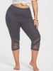Women Summer Sexy Fitness Legging Plus Size 5XL Lace Trim Capri Leggings Women Workout Leggings Push Up Leggings Big Size