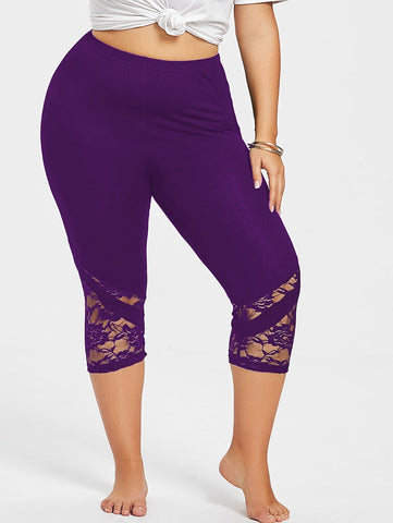 Women Summer Sexy Fitness Legging Plus Size 5XL Lace Trim Capri Leggings Women Workout Leggings Push Up Leggings Big Size