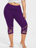 Women Summer Sexy Fitness Legging Plus Size 5XL Lace Trim Capri Leggings Women Workout Leggings Push Up Leggings Big Size