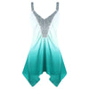 Women Summer V-Neck Sleeveless Tank Tops Plus Size Sequins Ombre 2022 New Fashions Ruched Asymmetric Big Size Tops 5XL