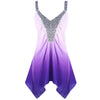 Women Summer V-Neck Sleeveless Tank Tops Plus Size Sequins Ombre 2022 New Fashions Ruched Asymmetric Big Size Tops 5XL