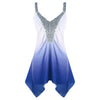 Women Summer V-Neck Sleeveless Tank Tops Plus Size Sequins Ombre 2022 New Fashions Ruched Asymmetric Big Size Tops 5XL