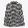 Garaouy 2023 Autumn Basic Houndstooth Blazer Double Breasted Slim Suit Jacket Office Lady Business Coat Outwear Veste Female Y2K