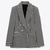 Garaouy 2023 Autumn Basic Houndstooth Blazer Double Breasted Slim Suit Jacket Office Lady Business Coat Outwear Veste Female Y2K