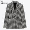 Garaouy 2023 Autumn Basic Houndstooth Blazer Double Breasted Slim Suit Jacket Office Lady Business Coat Outwear Veste Female Y2K