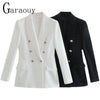 Garaouy 2023 Female Retro Double-breasted Slim Suit Jacket Women's Autumn Commuter Work Casual Blazer Coat Outwear Mujer