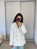 Garaouy 2023 Spring Autumn Blazer Women White Pink Tweed Blazers Jackets Chic Button Office Suit Coat Ladies Elegant Outwear