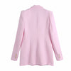 Garaouy 2023 Spring Autumn Blazer Women White Pink Tweed Blazers Jackets Chic Button Office Suit Coat Ladies Elegant Outwear