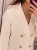 Garaouy 2023 Spring Autumn Blazer Women White Pink Tweed Blazers Jackets Chic Button Office Suit Coat Ladies Elegant Outwear