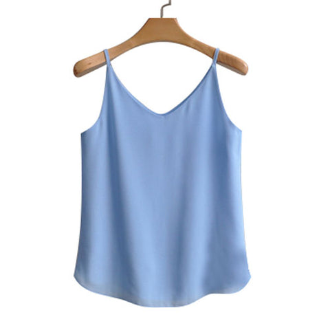 Women's Tank Tops Women White Female Summer Camisole Halter Top Women Tops Sleeveless Chiffon Top Spaghetti Strap