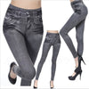 Genie Slim S-XXL Women Legging Jeans High Waist Elastic Jeggings Female Fitness Leggings Pants 2 Real Pocket Faux Jeans Leggings