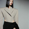 GetSpring Women Blazer Backless Long Sleeve Ladies Black Suit Coat One Piece Sexy Women's Slim Suit Jacket Irregular Coat 2023