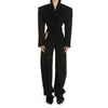 GetSpring Women Blazer Backless Long Sleeve Ladies Black Suit Coat One Piece Sexy Women's Slim Suit Jacket Irregular Coat 2023