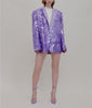 GetSpring Women Blazer Sequined Suit Blazer Long Sleeve Ladies Violet Blazer Coat Women's Long Suit Jacket Autumn 2023