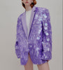 GetSpring Women Blazer Sequined Suit Blazer Long Sleeve Ladies Violet Blazer Coat Women's Long Suit Jacket Autumn 2023
