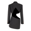 GetSpring Women Blazer Single Button Backless Asymmetric Black Ladies Suit Coat Irregular Sexy Long Women's Suit Jacket 2023 New