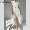 Getspring Women Blazer Dress Single Breasted Irregular Asymetrical Blazer White Coat Women Slim Suit Jacket 2023 New