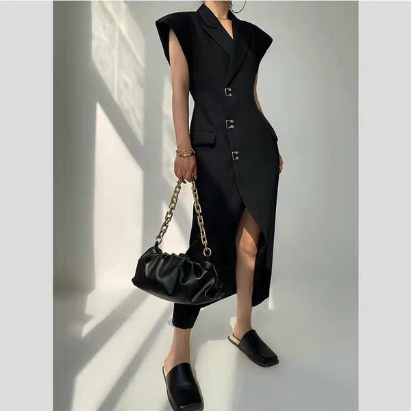 Getspring Women Blazer Dress Single Breasted Irregular Asymetrical Blazer White Coat Women Slim Suit Jacket 2023 New