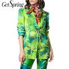 Getspring Women Blazer Jacket Long Coat Print Suit Red Green blazer Spring Plus Size Lady Blazer And Jacket 2022 Fashion