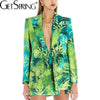 Getspring Women Blazer Jacket Long Coat Print Suit Red Green blazer Spring Plus Size Lady Blazer And Jacket 2022 Fashion