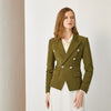 Glamoda Army Green Long Sleeve Double Breasted Designer Jacket  Women Blazers OL Outfit Plus Size