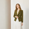 Glamoda Army Green Long Sleeve Double Breasted Designer Jacket  Women Blazers OL Outfit Plus Size