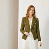 Glamoda Army Green Long Sleeve Double Breasted Designer Jacket  Women Blazers OL Outfit Plus Size