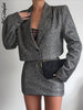 Glitter Blazer Dress Set Long Sleeve Cropped Blazer Bling Mini Skirt Suits Party Club Outfits Streetwear Black Two Piece Set