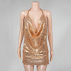 Glitter Sequin Ladies Sexy Deep V Neck Party Dress Club Wear Spaghetti Strap Womens Backless Mini Dress Off Shoulder Robes Femme