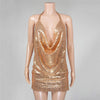 Glitter Sequin Ladies Sexy Deep V Neck Party Dress Club Wear Spaghetti Strap Womens Backless Mini Dress Off Shoulder Robes Femme