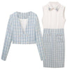 Goddess Womens Winter Tweed 2 Piece Skirt Suits Fragrance Tweed Jacket And Skirt Set Ensemble Femme Survetement Office Clothes