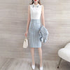 Goddess Womens Winter Tweed 2 Piece Skirt Suits Fragrance Tweed Jacket And Skirt Set Ensemble Femme Survetement Office Clothes