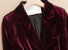 Gold Velvet Women Blazer Notched Collar Long Sleeve Ladies Casual Suit Jacket Spring Autumn Double Breasted Blazers for Female