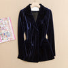 Gold Velvet Women Blazer Notched Collar Long Sleeve Ladies Casual Suit Jacket Spring Autumn Double Breasted Blazers for Female