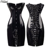 Good quality Black Red Gothic Wetlook Vin PVC Dress Sexy Women Body Slim Corset Dress Night Club DS Faux Leather Dresses